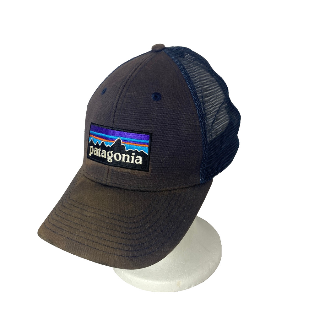 Patagonia Trucker Hat Sun Bleached Faded Navy Distressed Embroidered Adjustable